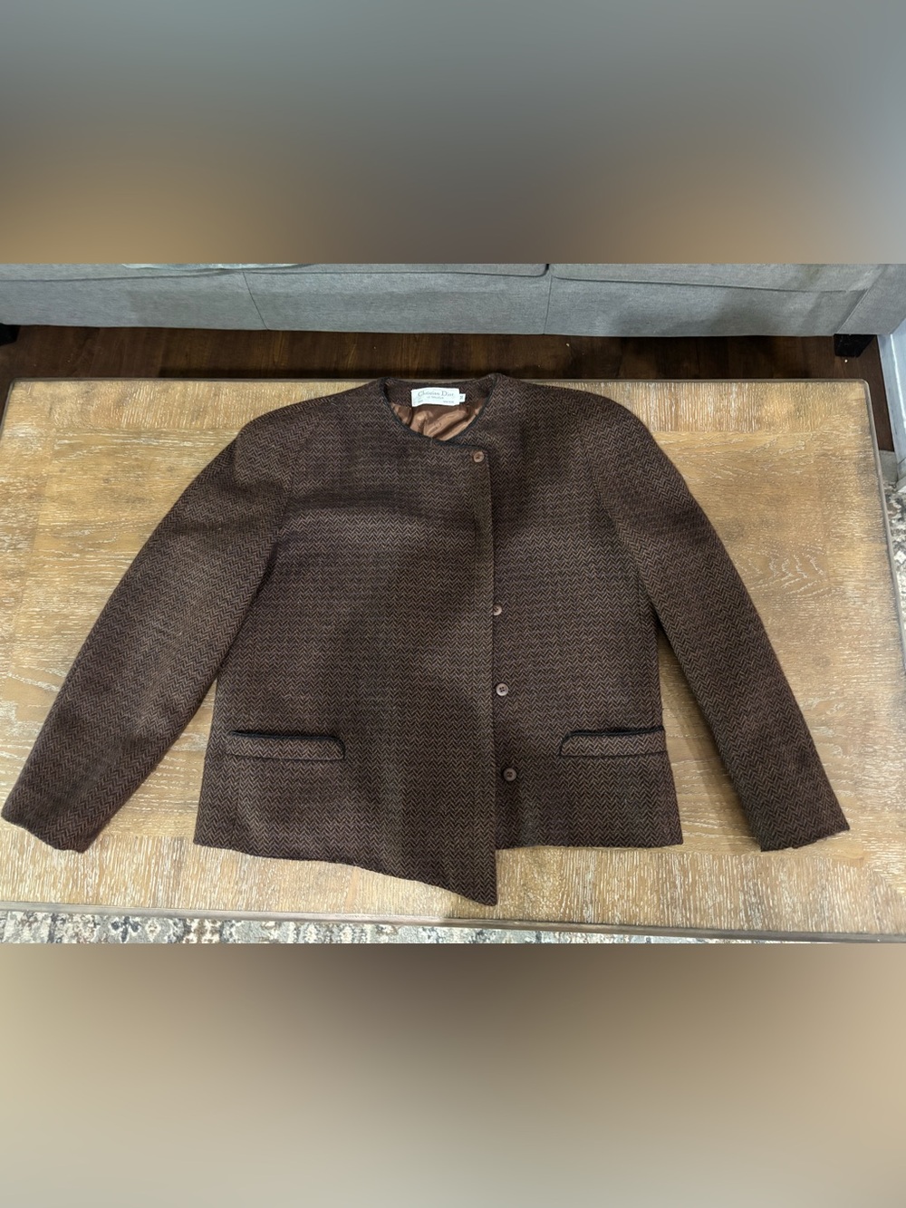 Vintage Christian Dior Wool Blazer Jacket size 14 brown